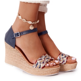Keilsandalen aus Leder Maciejka L4869-17 Marineblau
