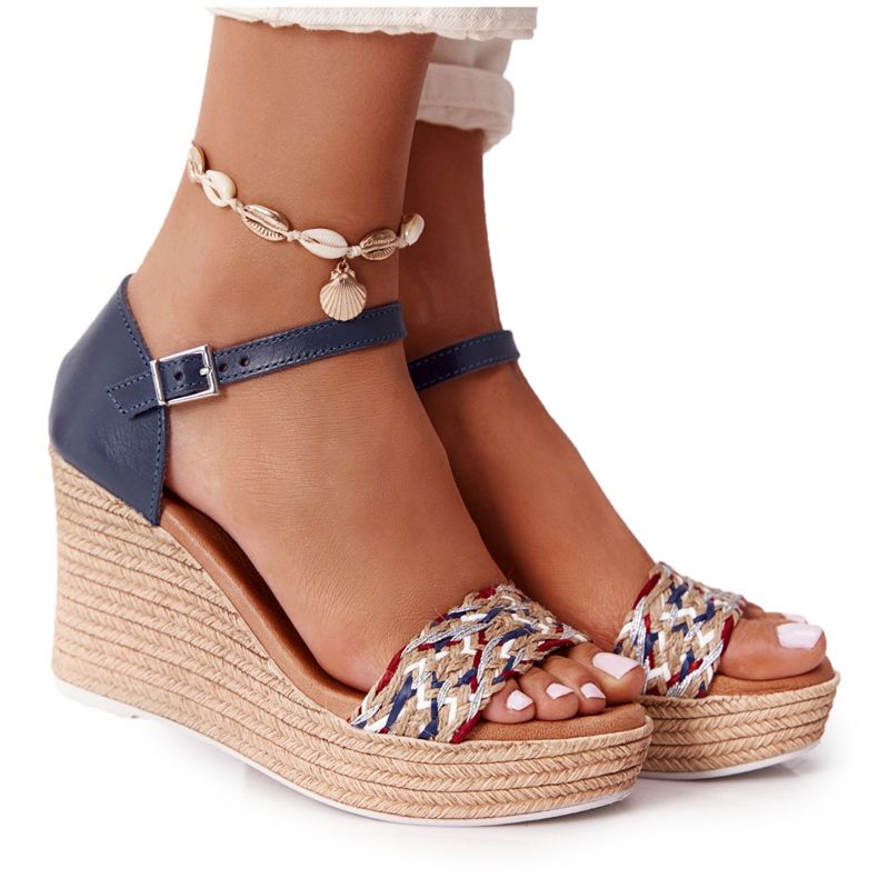 Keilsandalen aus Leder Maciejka L4869-17 Marineblau navy blau