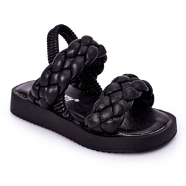 FR1 Kindersandalen mit geripptem schwarzem Cutie-Pie