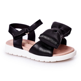 FR1 Kindersandalen mit Schleife Schwarz Abbie