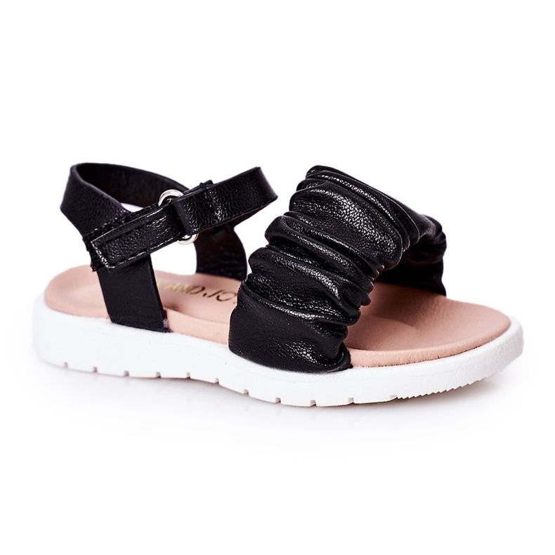 FR1 Schwarze Aimy Sandalen für Kinder mit Klettverschluss