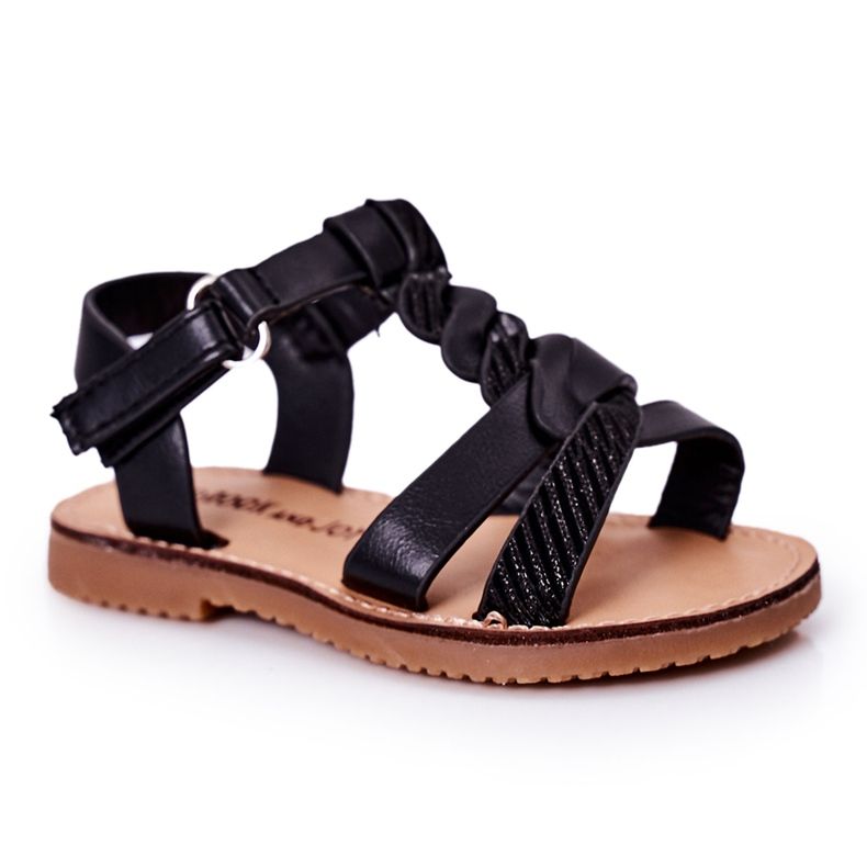 FR1 Kindersandalen mit Brokat Schwarz Batilda