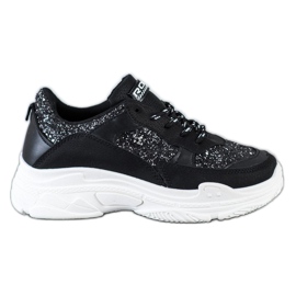 SHELOVET Schwarze Sneaker mit Glitzer