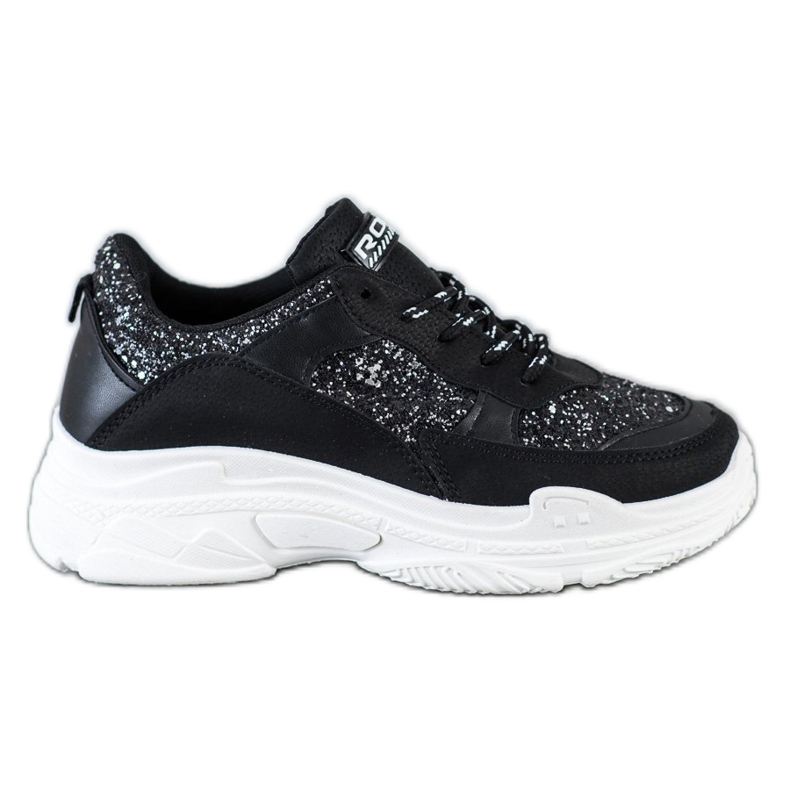 SHELOVET Schwarze Sneaker mit Glitzer