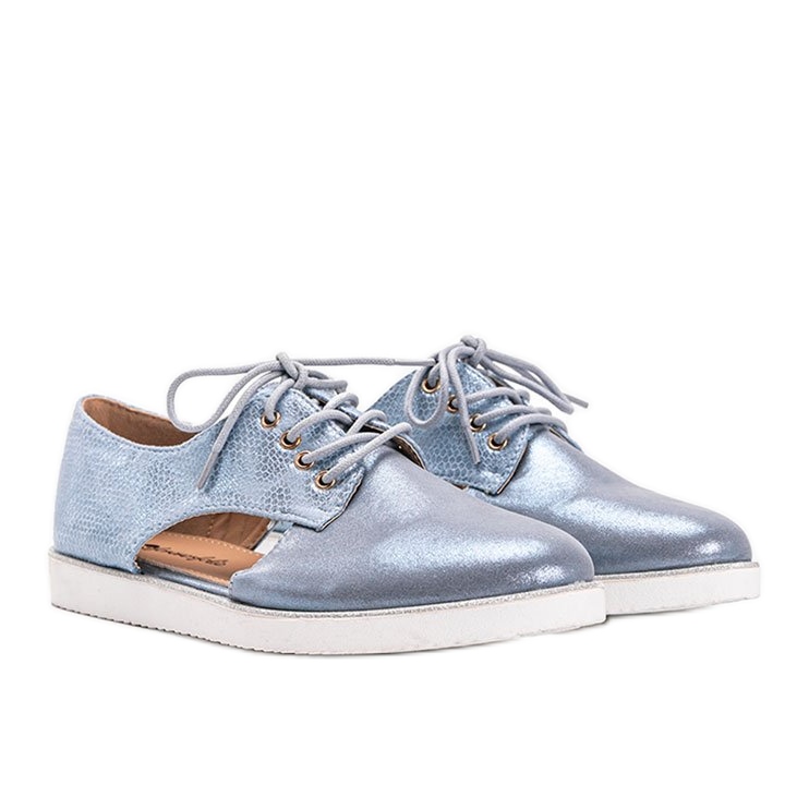 Blau glänzende niedrige Karley Schuhe