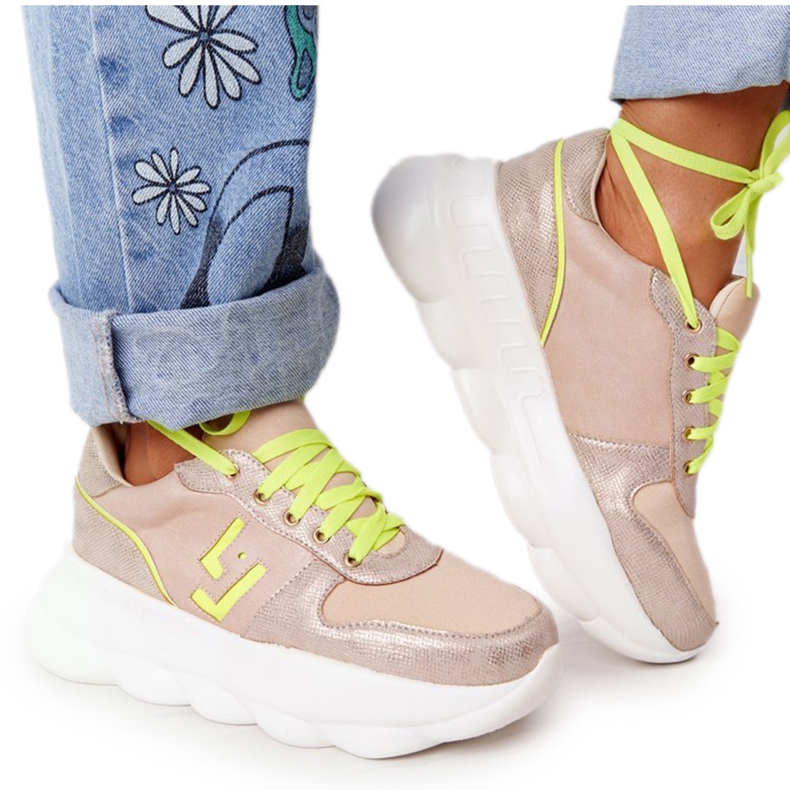 Damen Sportschuhe auf der Plattform Lu Boo Beige mehrfarbig