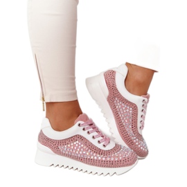 Sneakers mit Keilabsatz und Pailletten Lu Boo Pink rosa