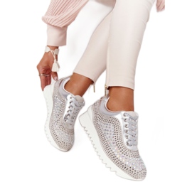 Sneakers mit Keilabsatz und Pailletten Lu Boo Silber