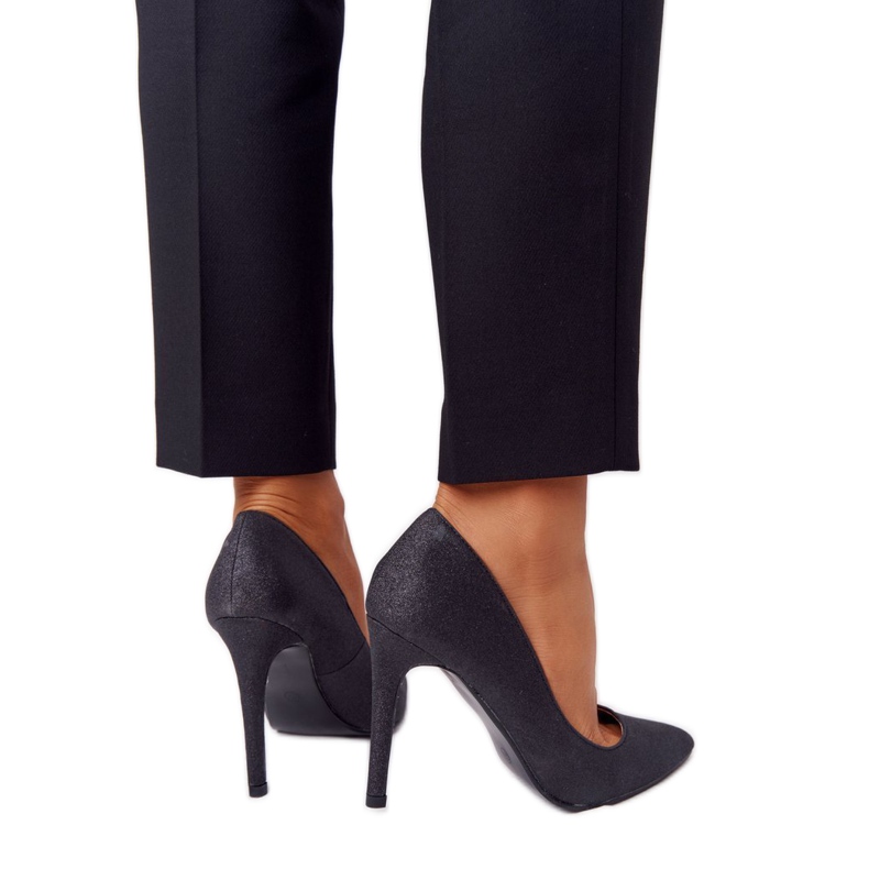 Elegante Glitzer Lu Boo Schwarz High Heels