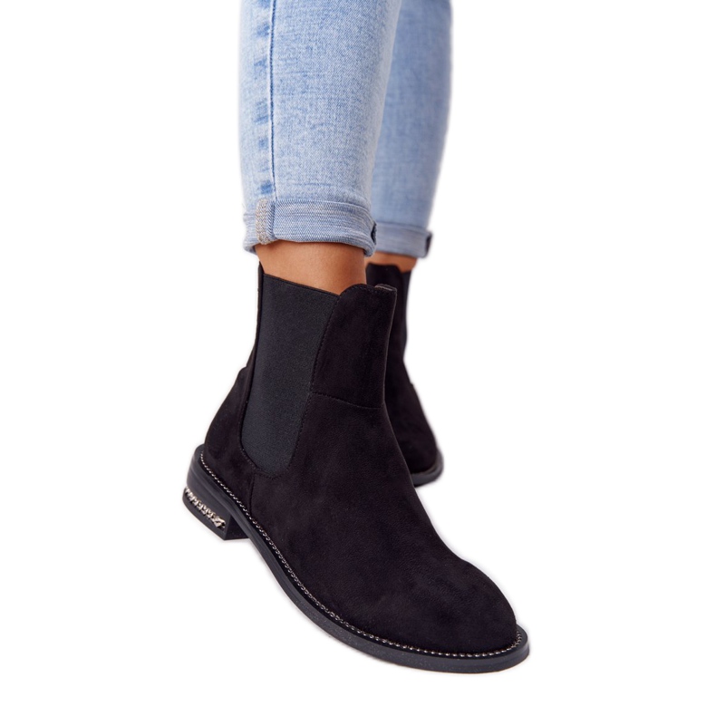 Warme Wildleder Booties Jodhpur Stiefel Lu Boo Schwarz