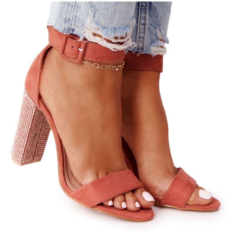 Sandalen auf einer Bar mit Cubic Zirkonia Lu Boo Ceglaste rot mehrfarbig