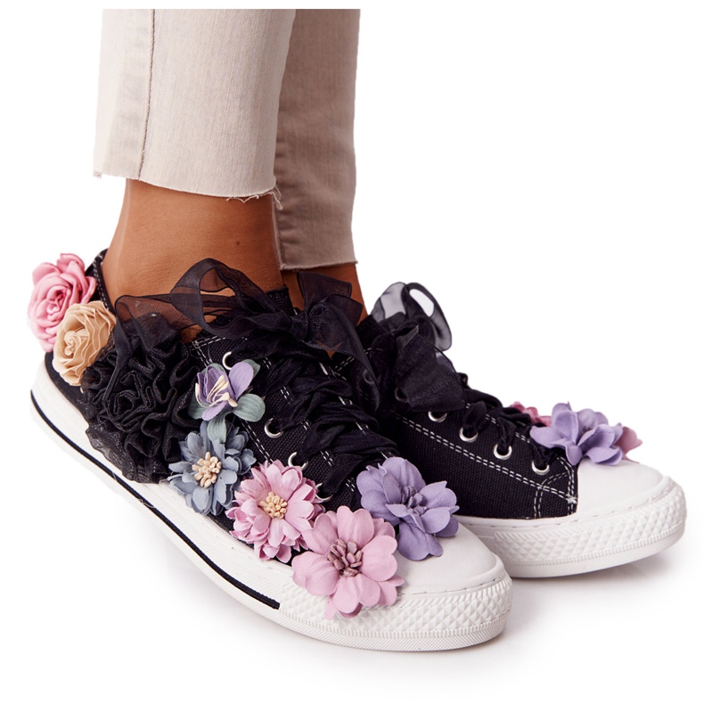 Sneakers mit Blumen Lu Boo Schwarz