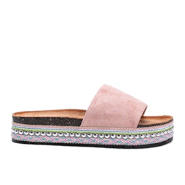Rosa Hausschuhe mit dekorativer Fiore-Sohle