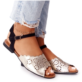 Leder Maciejka 05199-25 Sandalen in Schwarz und Gold golden