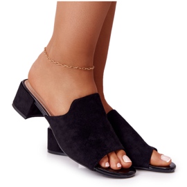 Wildleder Hausschuhe mit Absatz Sergio Leone KL313 Schwarz