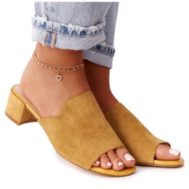 Wildleder Hausschuhe mit Absatz Sergio Leone KL313 Gelb