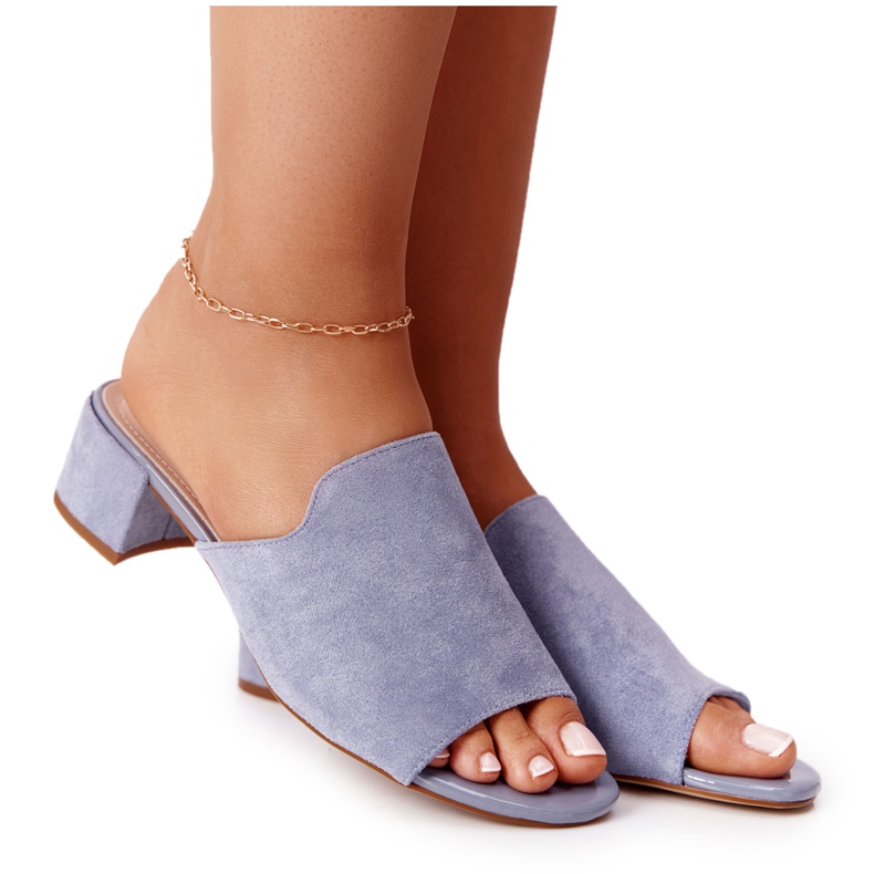 Wildleder Hausschuhe mit Absatz Sergio Leone KL313 Blau