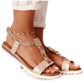 PE1 Flache Sandalen mit Milton-Kupferornamenten