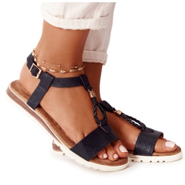 PE1 Willow Schwarze Damen Flache Sandalen