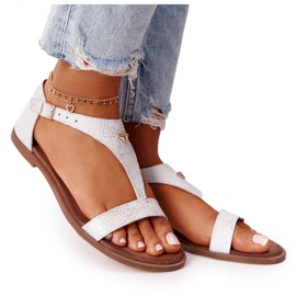 Damen Ledersandalen Nicole 2648 Weiß Metallic mehrfarbig