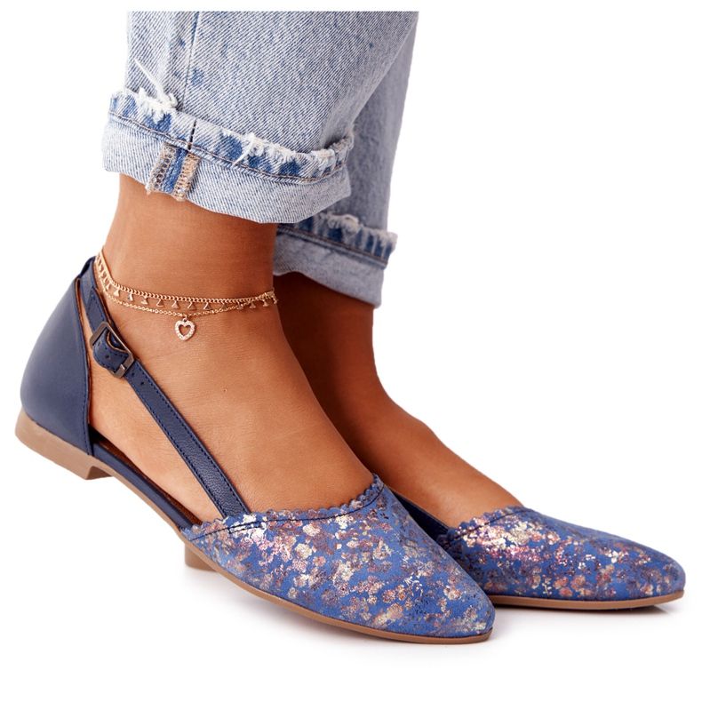 Maciejka 4972A-17 Marineblaue Lederballerinas navy blau