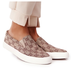 Damen Logged Sneakers Slip-On Khaki Challenge braun