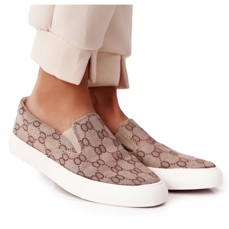 Damen Logged Sneakers Slip-On Khaki Challenge braun