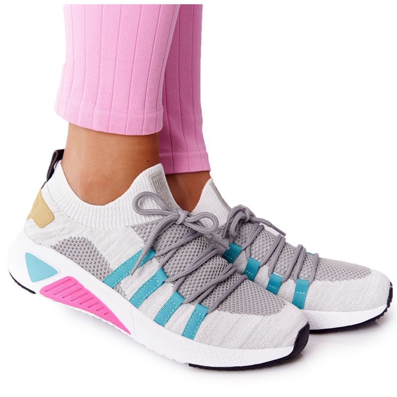 Damen Sportschuhe Memory Foam Big Star HH274531 Weiß-Grau mehrfarbig