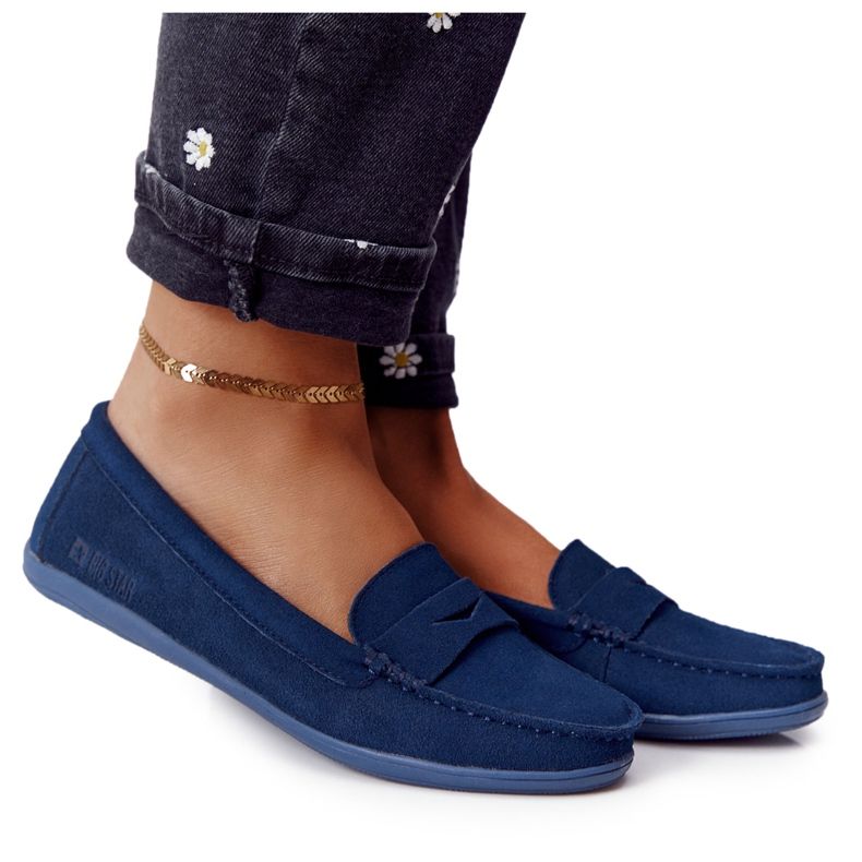 Damen Wildleder Loafer Big Star HH274663 Marineblau navy blau