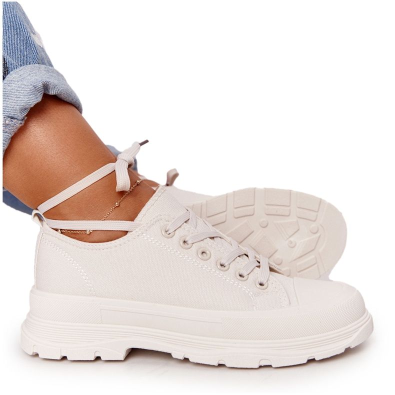 Damen Sneaker Beige Travel Time auf großen Sohlen