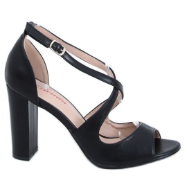 Schwarze Sandalen mit hohen Absätzen S-837 Black