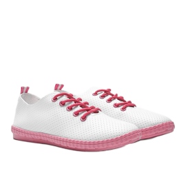 BM Lass mich durchbrochene weiße und rosa Turnschuhe