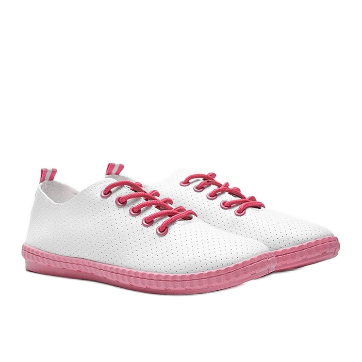 BM Lass mich durchbrochene weiße und rosa Turnschuhe