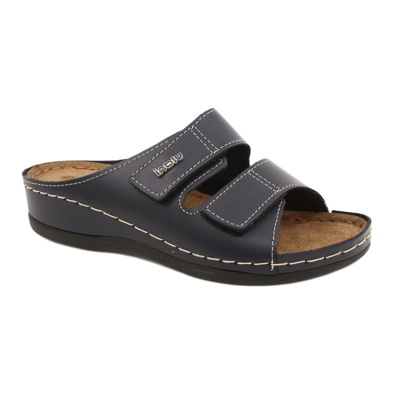 Inblu -Frauen -Leder -Hausschuhe 158d106 Marineblau