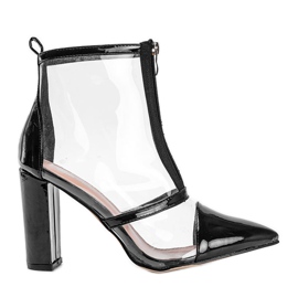 Stiefel am Pfosten mit transparentem Kiki-Obermaterial schwarz