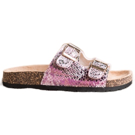 SHELOVET Hausschuhe mit Holo-Effekt rosa