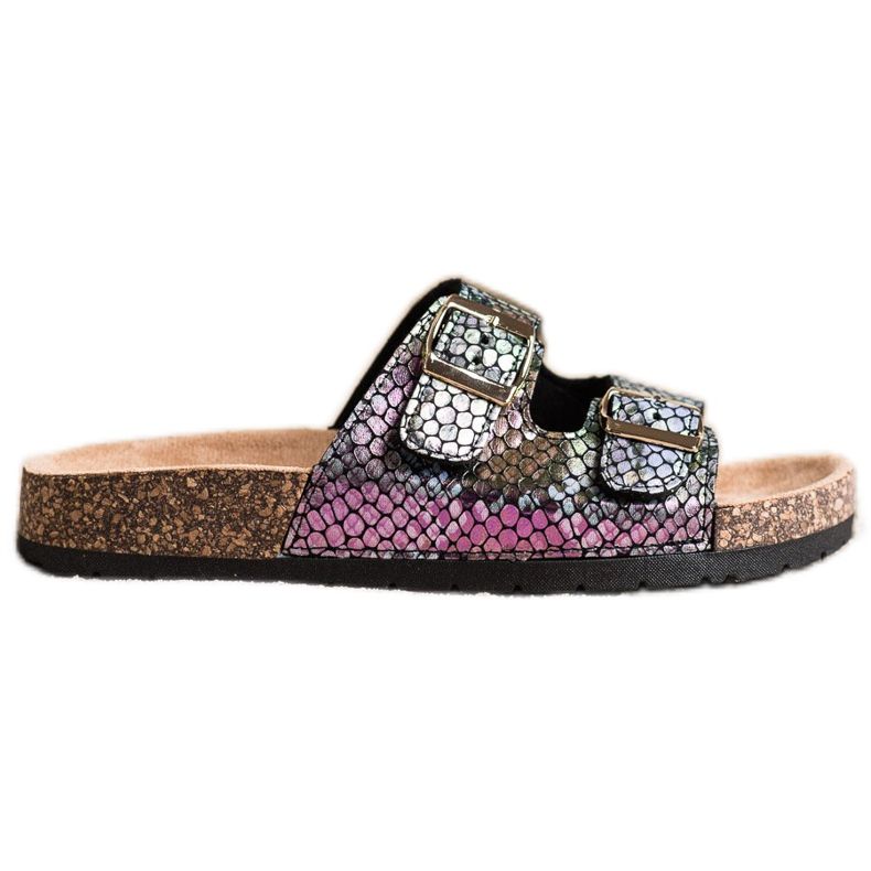 SHELOVET Hausschuhe mit Holo-Effekt schwarz