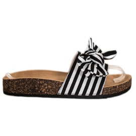 SHELOVET Modische gestreifte Hausschuhe weiß schwarz