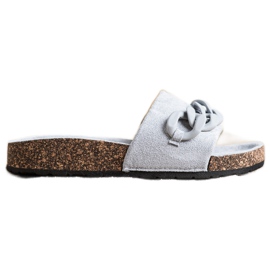 SHELOVET Modische Hausschuhe mit Ornament grau