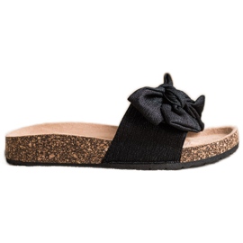 SHELOVET Hausschuhe mit Schleife schwarz