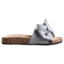 SHELOVET Hausschuhe mit Schleife grau