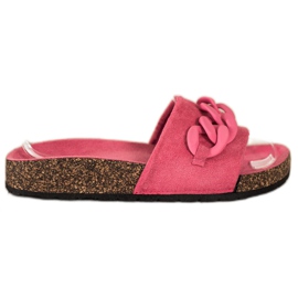 SHELOVET Modische Hausschuhe mit Ornament rosa