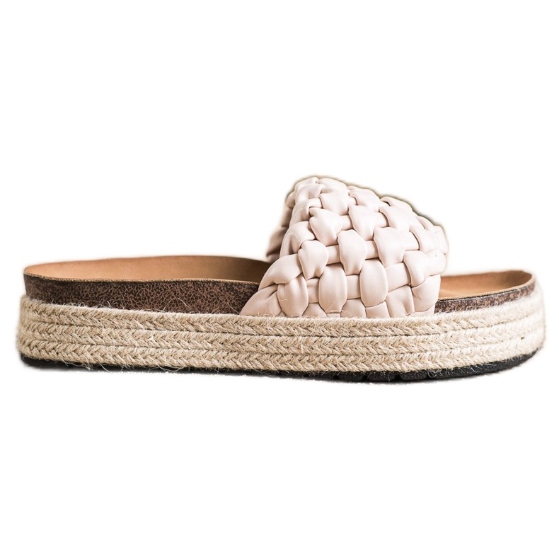 SHELOVET Geflochtene Espadrilles Flip-Flops beige