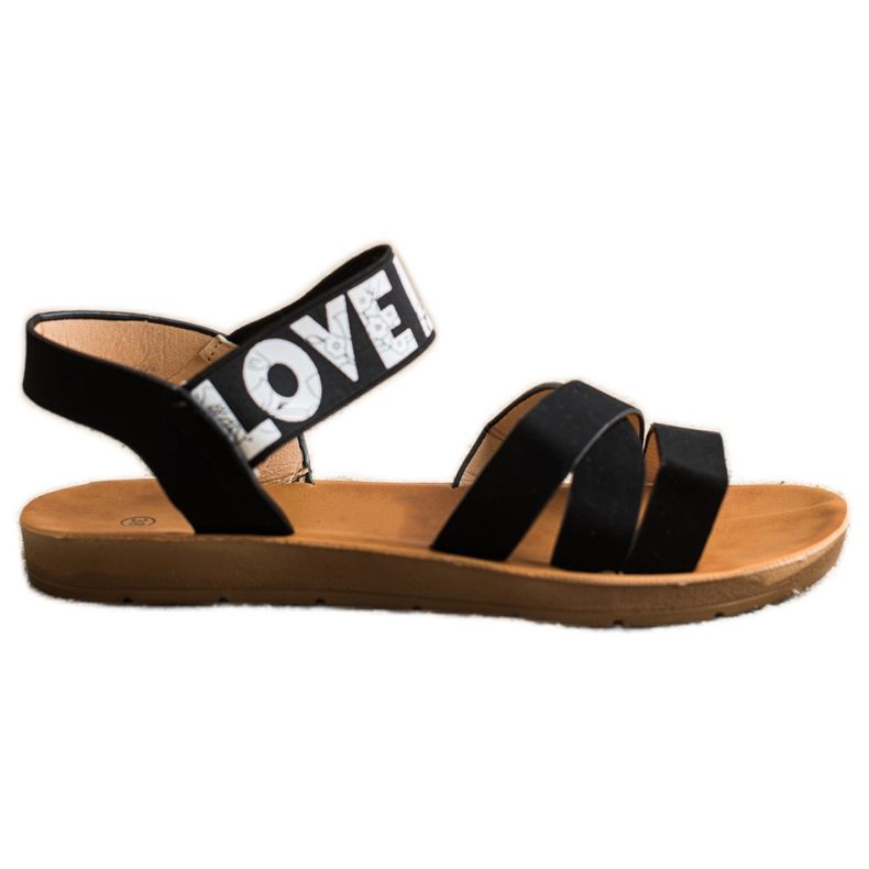 SHELOVET Sandalen mit Öko-Leder-Liebe schwarz