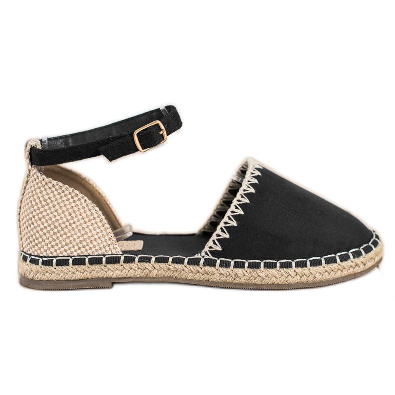 Goodin Schwarze Espadrilles mit Wildleder beige