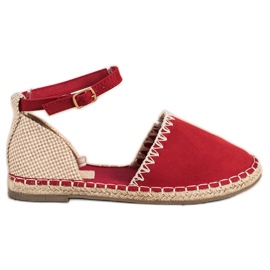 Goodin Rote Espadrilles mit Wildleder beige