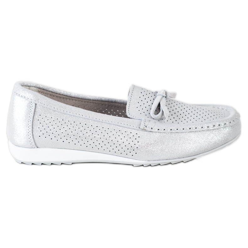 Goodin Lederschuhe mit Schleife silber- grau