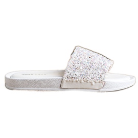 Small Swan Weiße Hausschuhe mit Kristallen