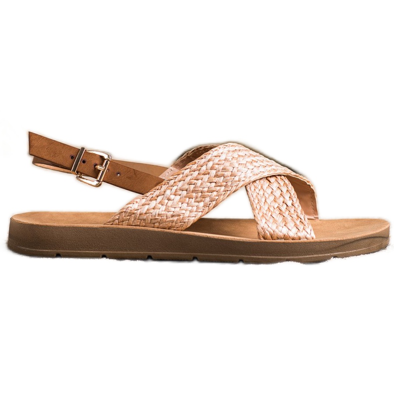 SHELOVET Bequeme geflochtene Sandalen braun orange