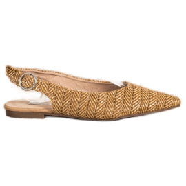 SHELOVET Strohpumps mit offenem Absatz braun